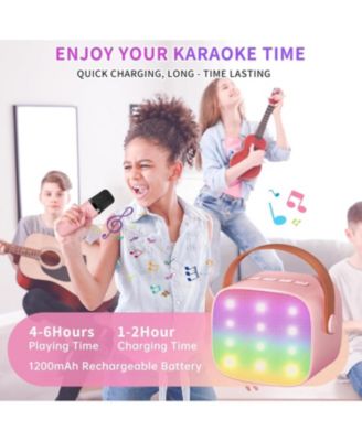 Mini Karaoke Machine Portable Bluetooth Speaker with 2 Wireless Mics LED Lights Christmas Birthday Party Gifts for Kids Adults
