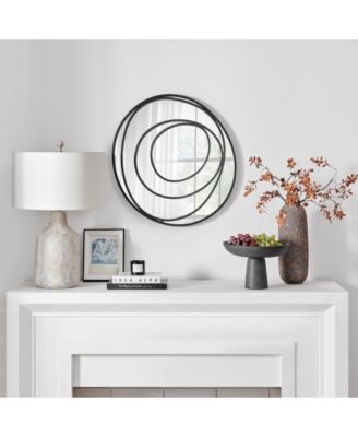 Sonya 25.5-inch Contemporary Continuous Circles Wall Mirror with Black Iron Accents