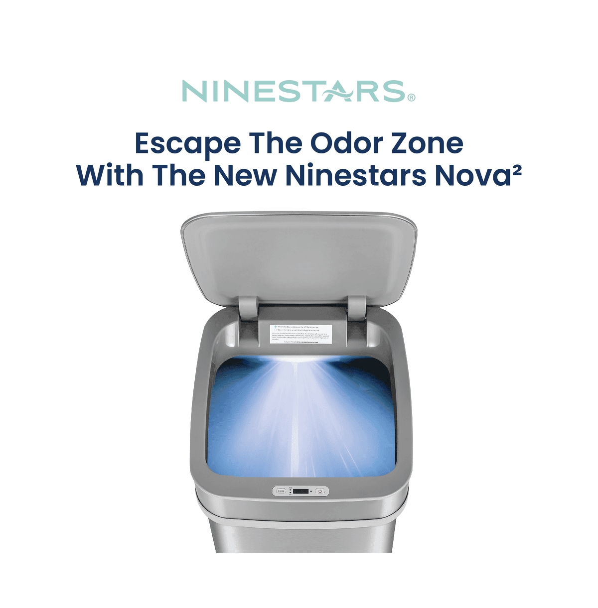 Ninestars Nova² Uv Odor Neutralizing Smart Kitchen Trash Can 13 Gallon Squared