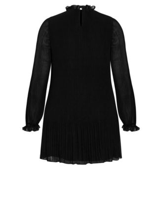 Plus Size Pleat Ruffle Dress