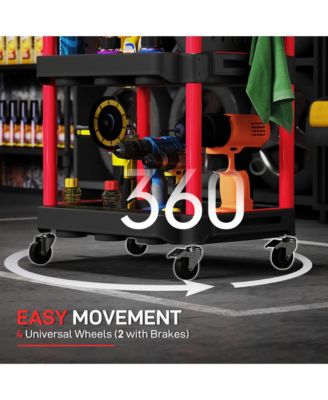 3-Tier Rolling Tool Cart with Wheels, Plastic Utility Cart