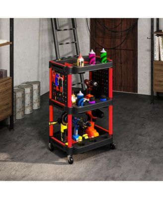 3-Tier Rolling Tool Cart with Wheels, Plastic Utility Cart