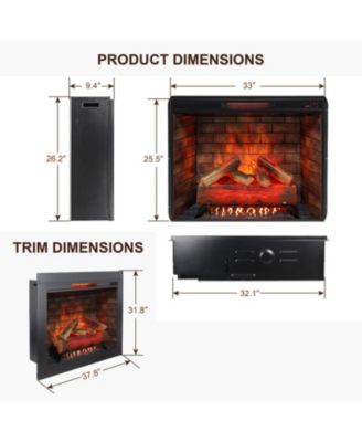 33 inch Infrared Electric Fireplace with Removable Trim kit Insert, Touch Panel Home Decor Heater, Smokeless Firebox With Fire Crackling Sound