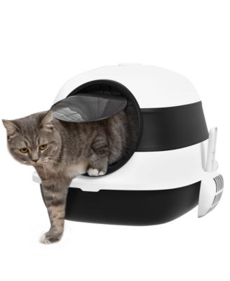 Foldable Covered Cat Litter Box with Two Way Entrance