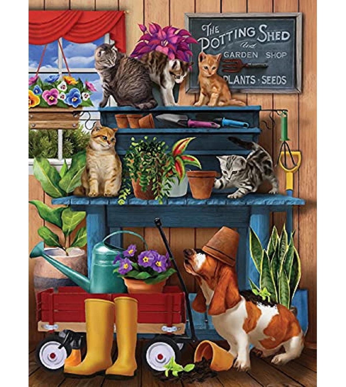 SunsOut Trouble in the Potting Shed 1000 piece Jigsaw Puzzle for Adults