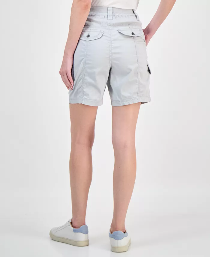 Women's Mid-Rise Comfort-Waist Cargo Shorts - thumbnail 4