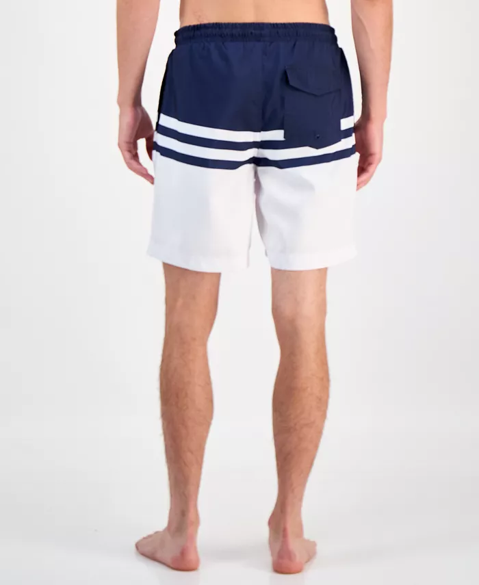 Men's Quick-Dry Performance Colorblocked Stripe 7" Swim Trunks - thumbnail 3