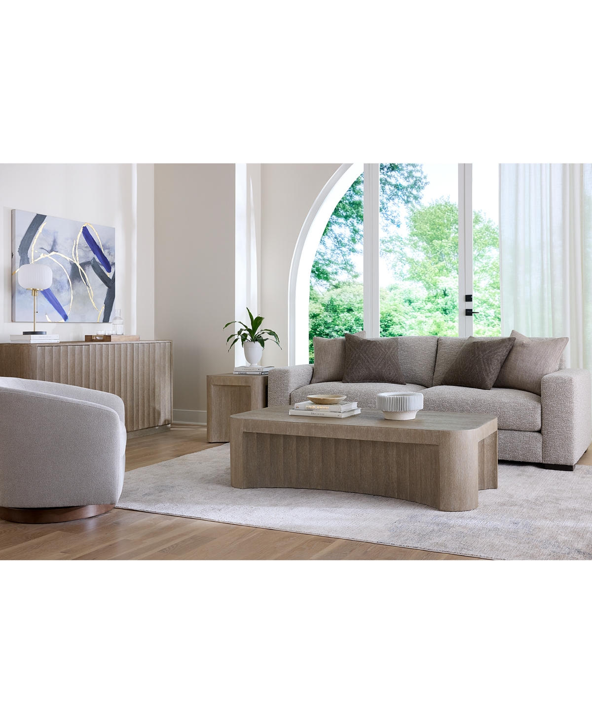 Bernhardt 22" Wood Loggia Scalloped Side Table