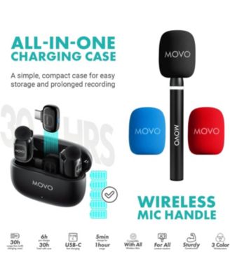 iVlogger-PRO Wireless Vlogging Kit for iPhone/Android with Dual Wireless Mics, RGB Light, Tripod + More