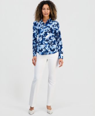 Petite Floral-Print Shirt