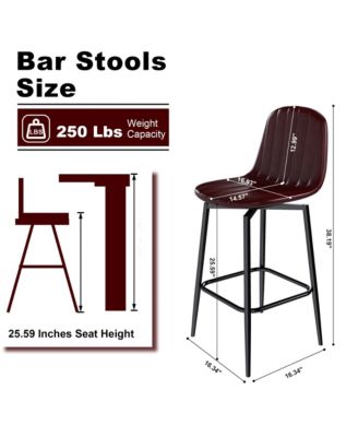 Set of 2 Modern PU Leather Bar Stools with Swivel Base