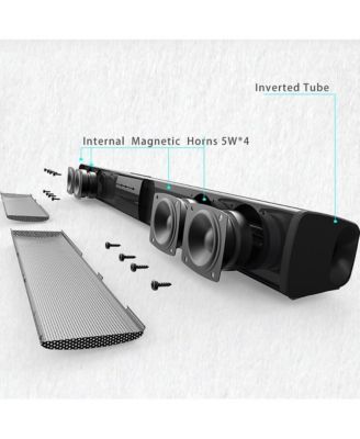 4-Speaker Surround Sound Bar with Wireless Subwoofer, Bluetooth 5.0 & FM Radio