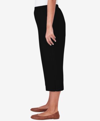 Petite Classic Button Hem Gathered Waistband Capri