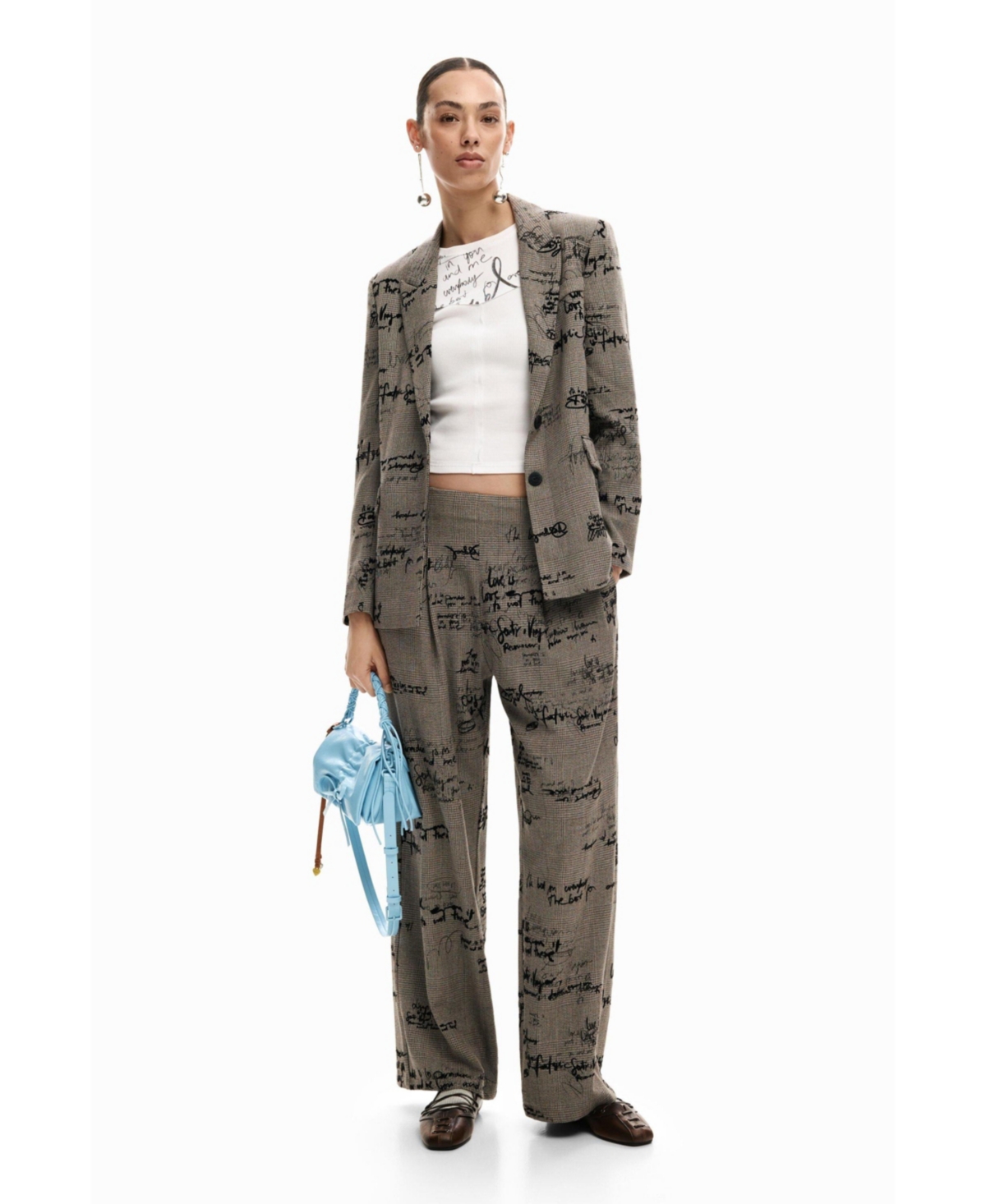 Desigual Women's Blazer with lettering and checks