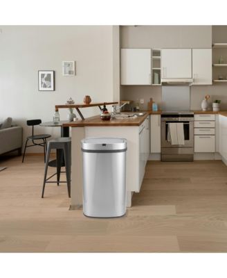 18 Gallon Stainless Steel Oval Motion Sensor Trash Can for Kitchen