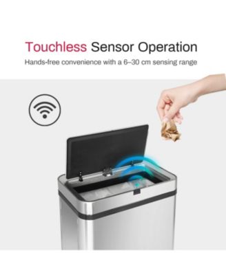 16 Gallon Stainless Steel Rectangular Motion Sensor Trash Can