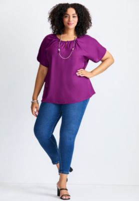 Women's Keyhole Dolman Sleeve Blouse