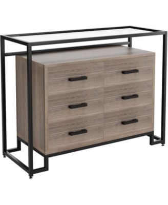 Kitchen Pantry Cabinet with Glass Doors, 6 Drawers, Microwave Rack, Versatile Storage, Mobile Casters, Dining Room Organizer