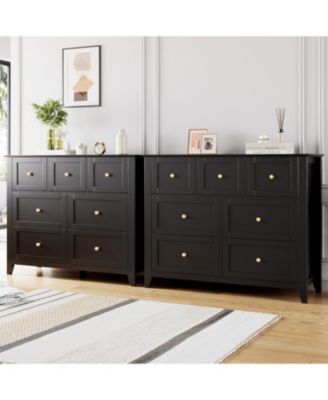 7-Drawer Modern Minimalist Wood Dresser, Metal Handles, Bedroom Closet Storage Organizer for Living Room, Hallway