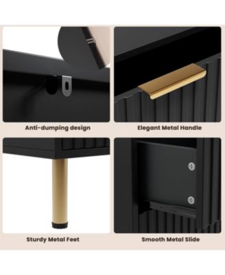 6-Drawer Modern Fluted Dresser, Wide Chest with Deep Drawers, Wooden Organizer for Living Room, Hallway, Kids Room, Black