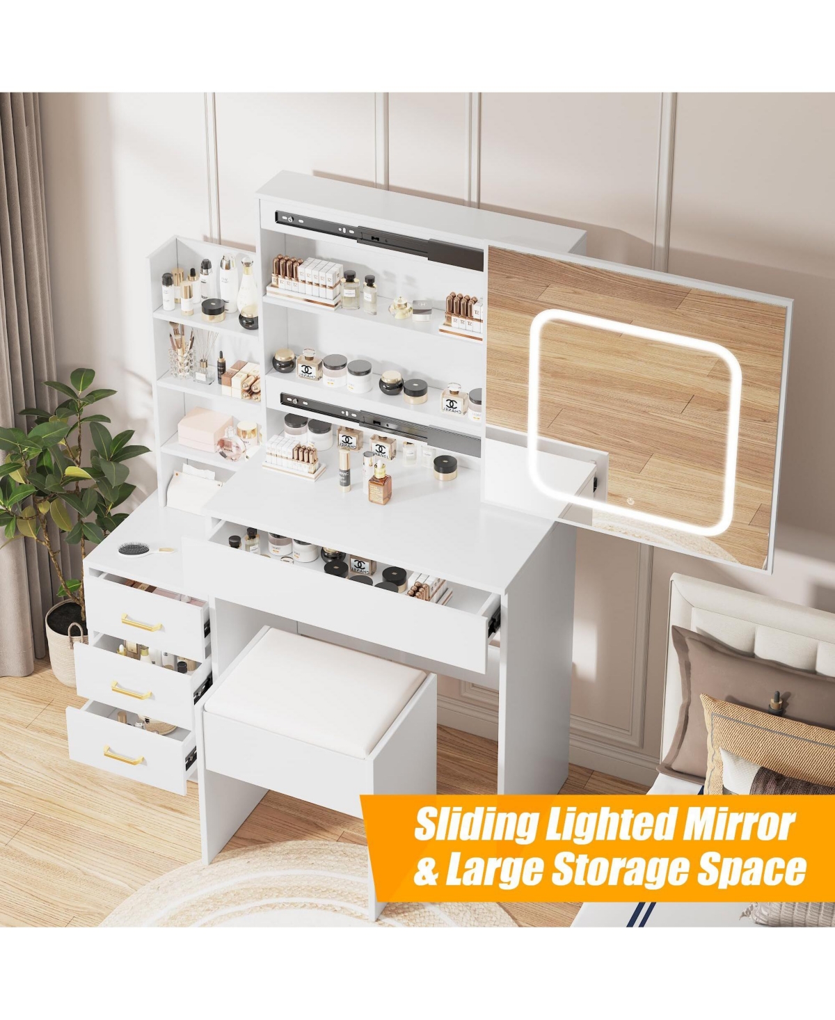 gaomon 4 Drawer Bedroom Dresser with Electrical Outlet, Storage Cabinet, Modern Chest for Bedroom