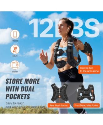 Weighted Vest, 12 lb Adjustable Training Vest with Reflective Stripe and Buckle for Men and Women