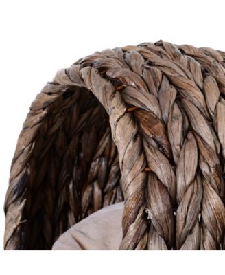 Handwoven Egg-shaped Elevated Gray Cat Bed with Cushion 23.5in H