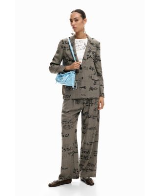 Women's Plaid lettering trousers