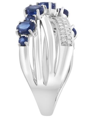 Sapphire (1-1/4 ct. t.w.) and Diamond (1/6 ct. t.w.) Ring in 14k White Gold
