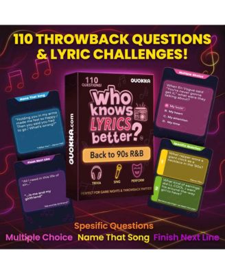 Who Knows Lyrics Better? 110 Questions – 90s R&B Music Trivia & Singing Game for Parties