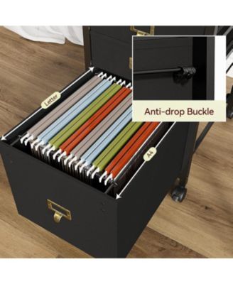 3-Drawer Plus Compact Mobile Filing Cabinet, Stylish Fabric Storage Solution, Legs & Wheels, Bedroom