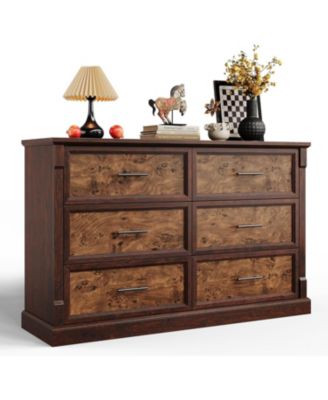 6-Drawer Modern Wood Dresser Bedroom Storage Organizer for Living Room