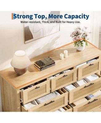 7-Drawer Modern Fluted Dresser Bedroom Chest, Fluted Drawers with Metal Handle, Large Storage Cabinet for Nursery, Living Room