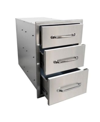 14x20.5x23 Inch Outdoor Kitchen Drawer, 3-Layer Stainless Steel, Enclosed Built-In BBQ Access Drawer, BBQ Island