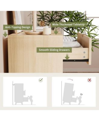 3-Drawer Mid Century Modern Dresser with Tall Fluted Waveform Drawers, Wood Organizer for Bedroom, Living Room, Hallway