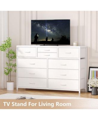 10-Drawer Modern Fabric Dresser for Bedroom, Large Storage Chest, 45" TV Stand, Living Room, Hallway Organizer