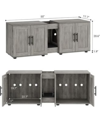 Double Room Cat Litter Cabinet, Stylish Storage Litter Box Enclosure for Two Cats, Cat Mat, Organizer, White