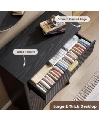 Fluted Dresser for Bedroom with 5 Deep Drawers, 47in Tall Chest of Drawers