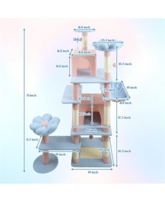 71'' Cat Tree with large condo removable flower cushion