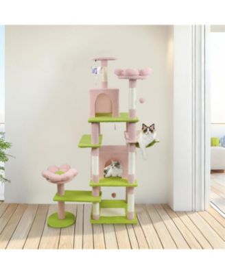 71'' Cat Tree with large condo removable flower cushion