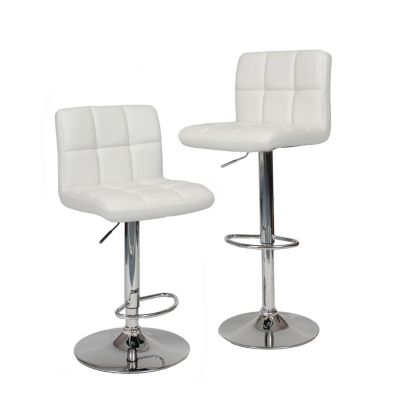 Faux Leather Adjustable Hydraulic Bar Stool, Set of 2