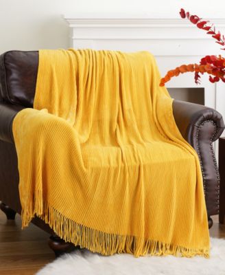 Classic Textured Ribbed Knit Throw, 50" x 60"