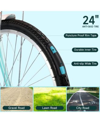 24-Inch Leisure Cruiser Bike with Low Step Frame, Passenger Seat & Removable Footrests