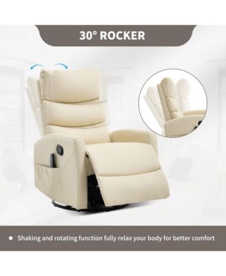 Recliner Chair with Heat Massage Manual Rocker and Swivel in Fabric