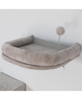 Wall-mounted Cat Tree With 2 Cat Condos House, 3 Cat Wall Shelves in Beige