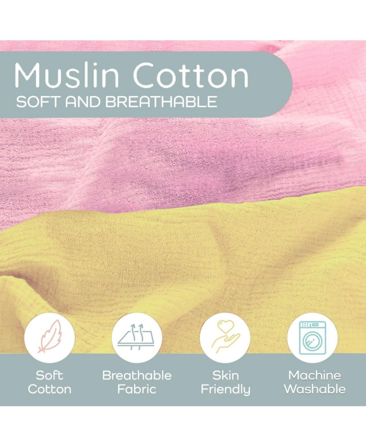 Babylicious Muslin Crib Sheets 2 Pack – 52"x28" Cotton Fitted Sheets for Crib & Toddler Bed