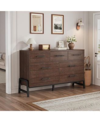 52" Wide 7-Drawer Wooden Freestanding Dresser with Storage