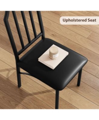 Modern Glass Dining Table Set with Upholstered Chairs, Chamfered Edge, Durable Tempered Glass, Small Apartment