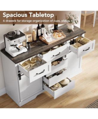 6-Drawer, Sliding Barn Doors, Rustic Wood Chest TV Stand Farmhouse Dresser