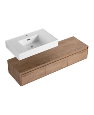 60" Wall-Mount Vanity, Resin Sink, Soft Close Drawer
